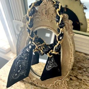 Gold Chain black scarf Necklace